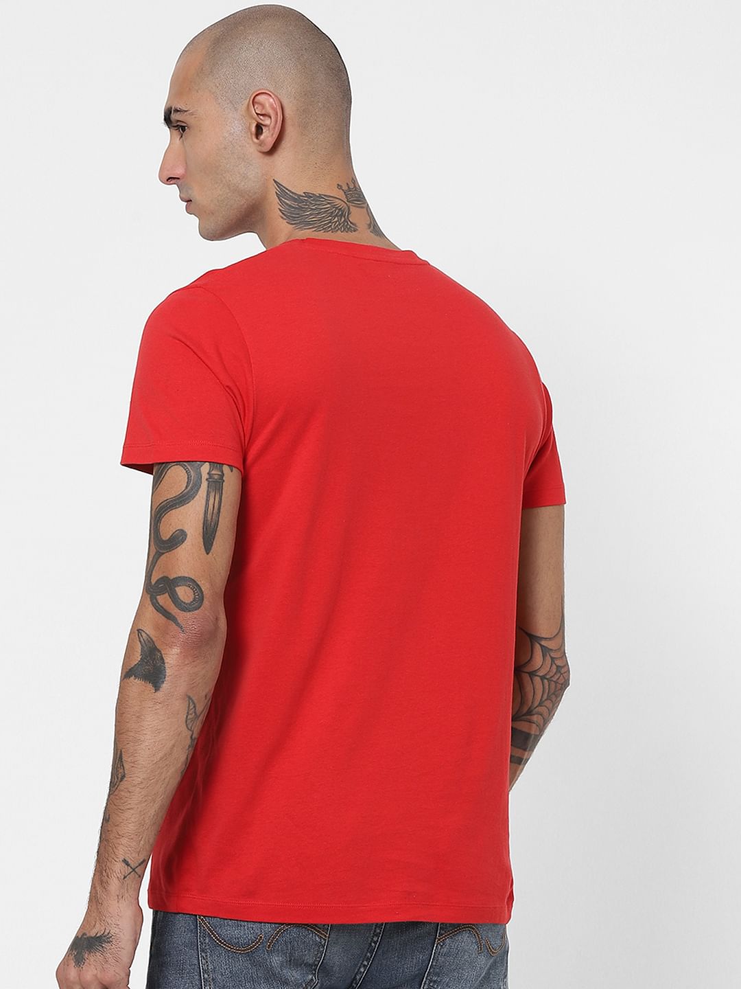 Red Slogan Print Crew Neck T-shirt