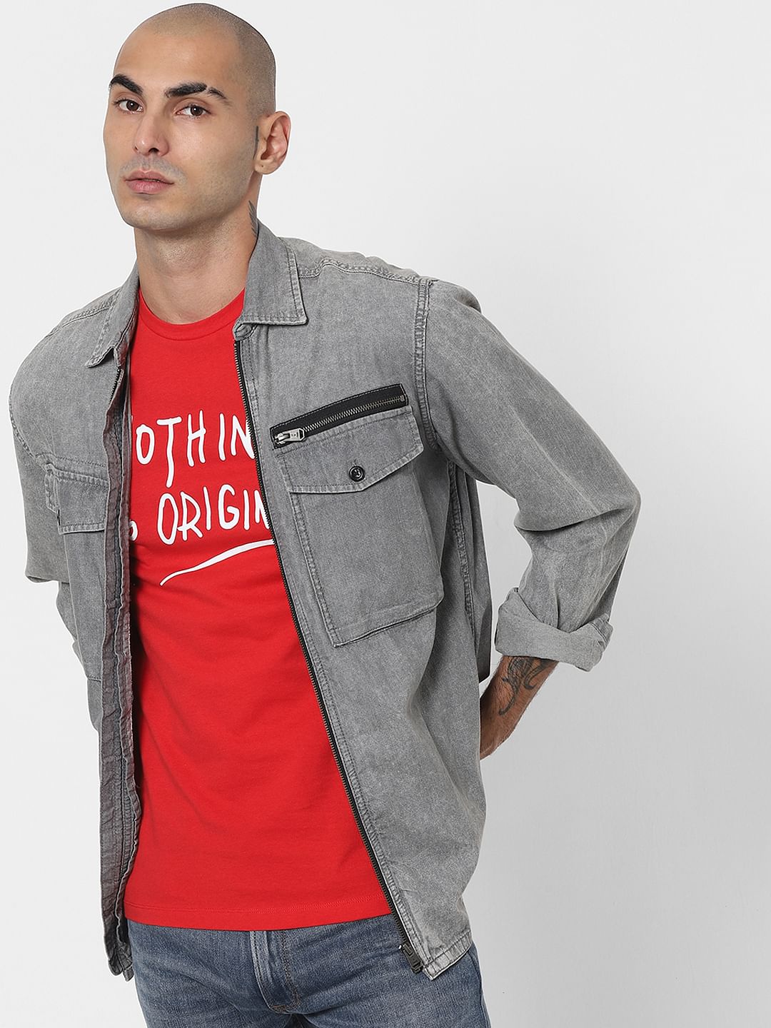 Red Slogan Print Crew Neck T-shirt