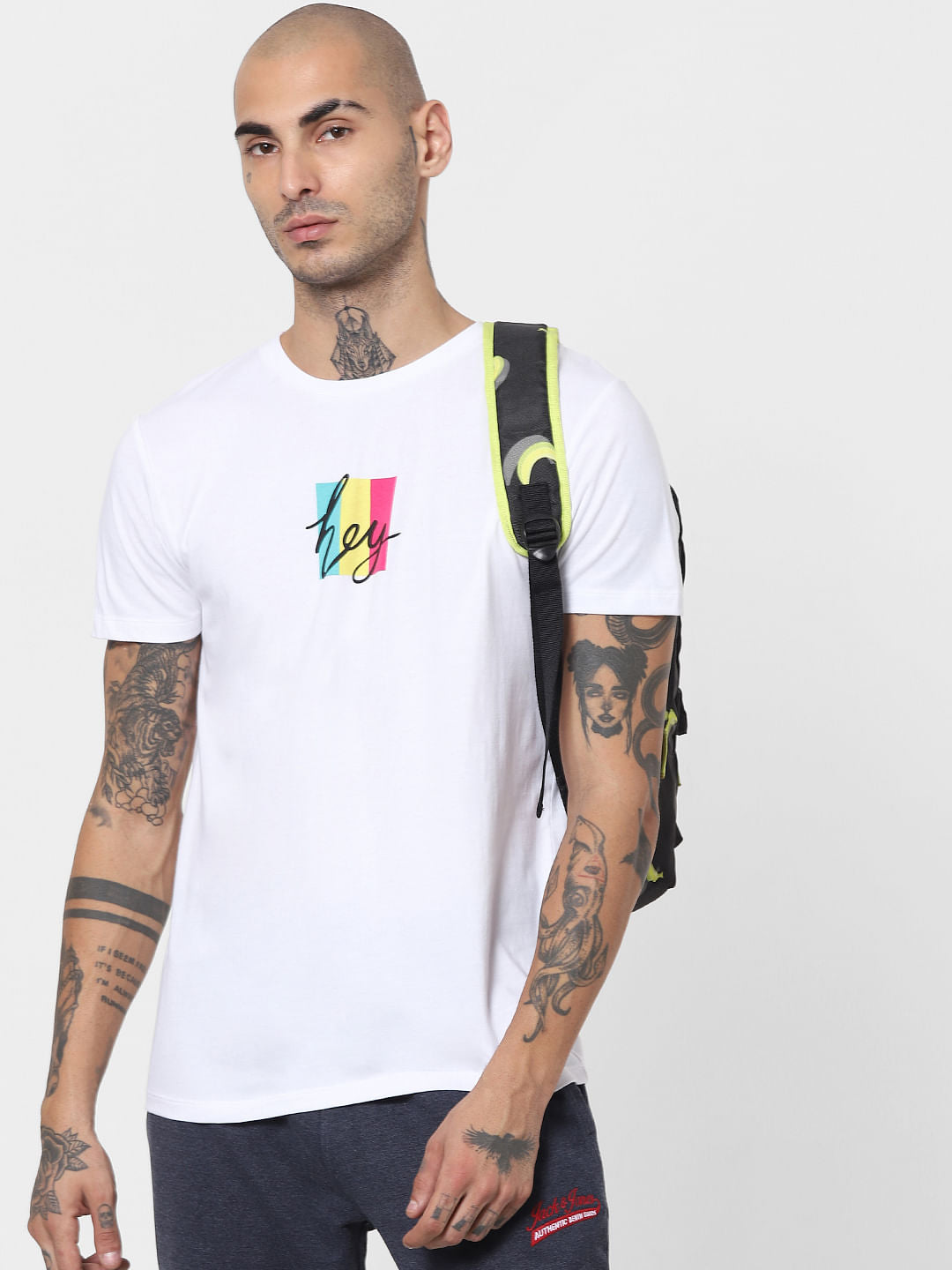 White Graphic Print Crew Neck T-shirt