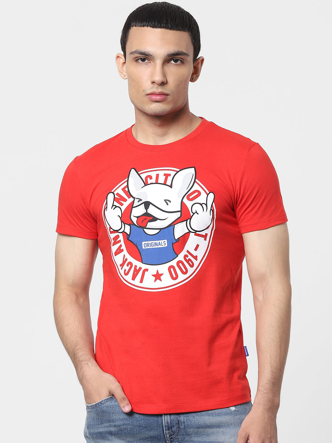 Red Graphic Print Crew Neck T-shirt