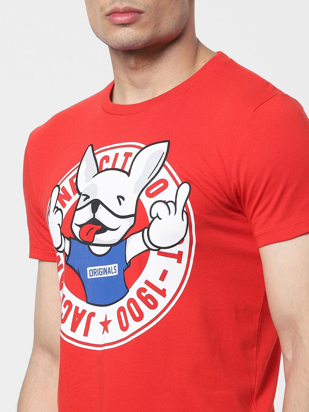 Red Graphic Print Crew Neck T-shirt