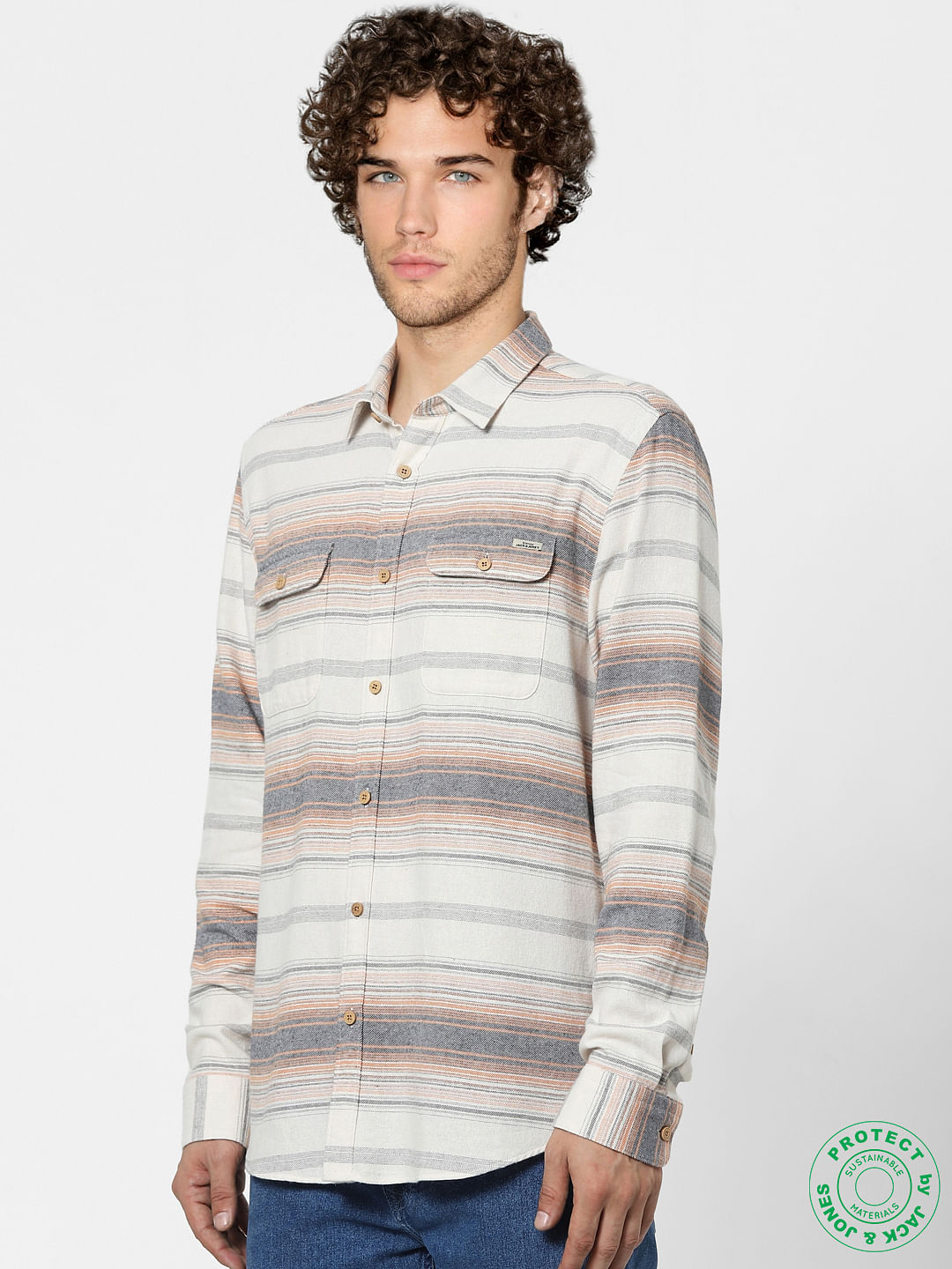 Off-White Striped Full Sleeves Shirt
