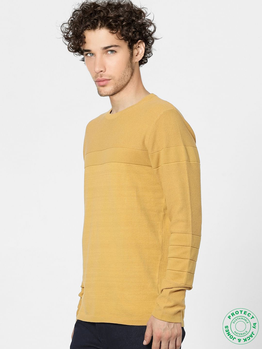 Mustard Textured Knit Pullover