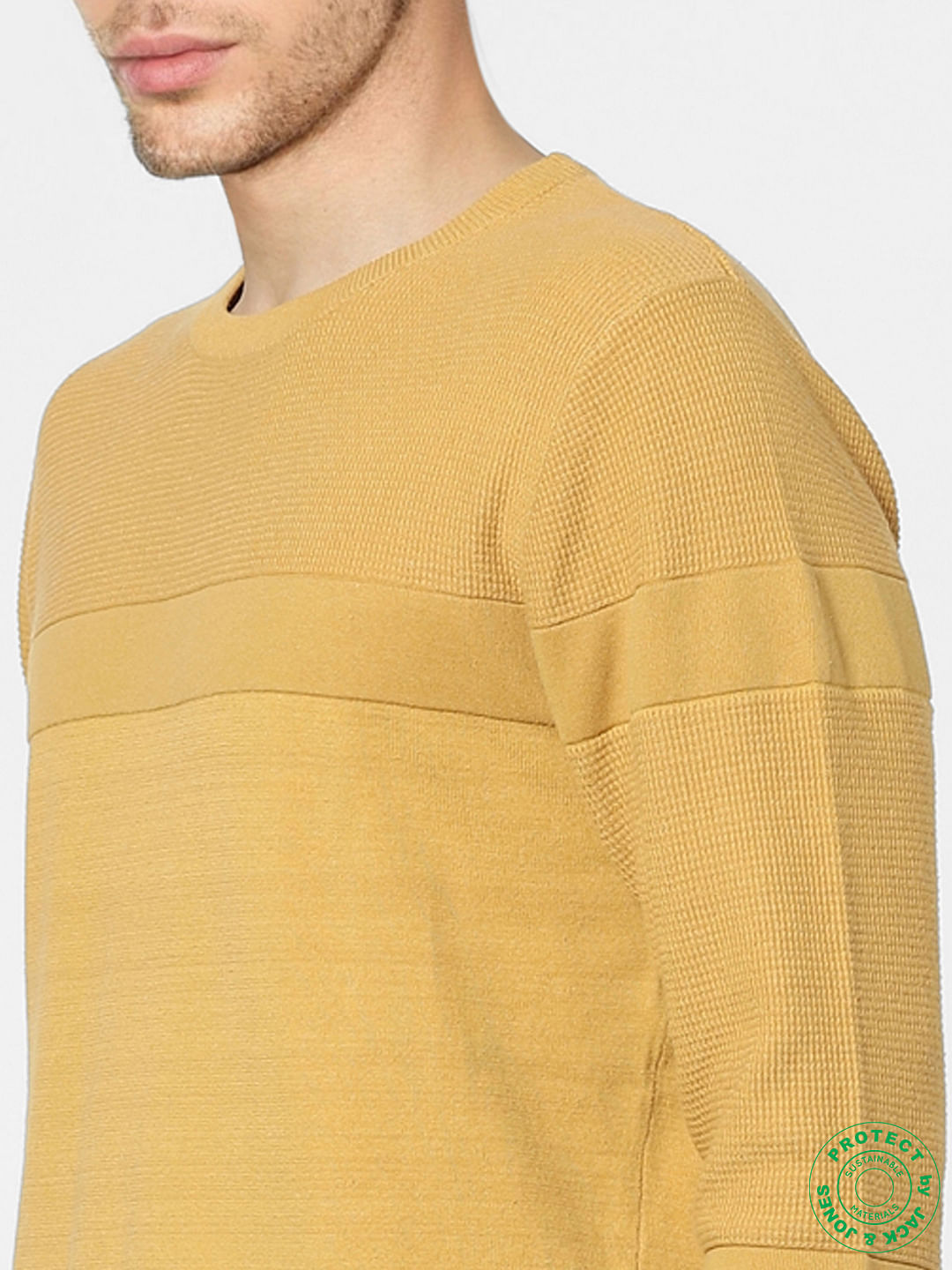 Mustard Textured Knit Pullover