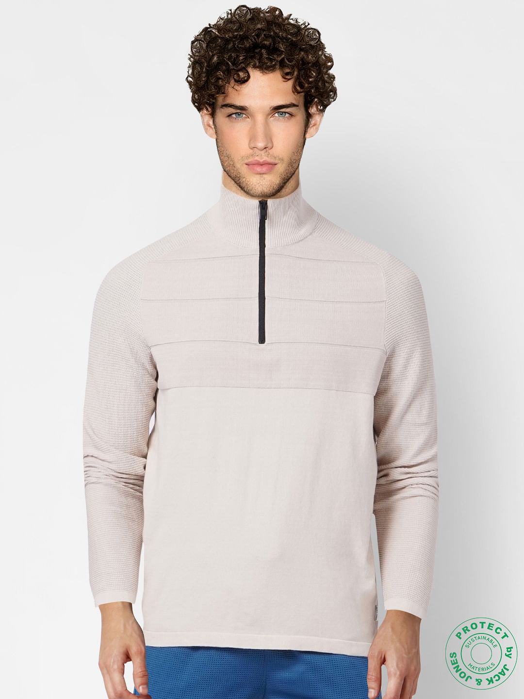 Beige High Neck Pullover