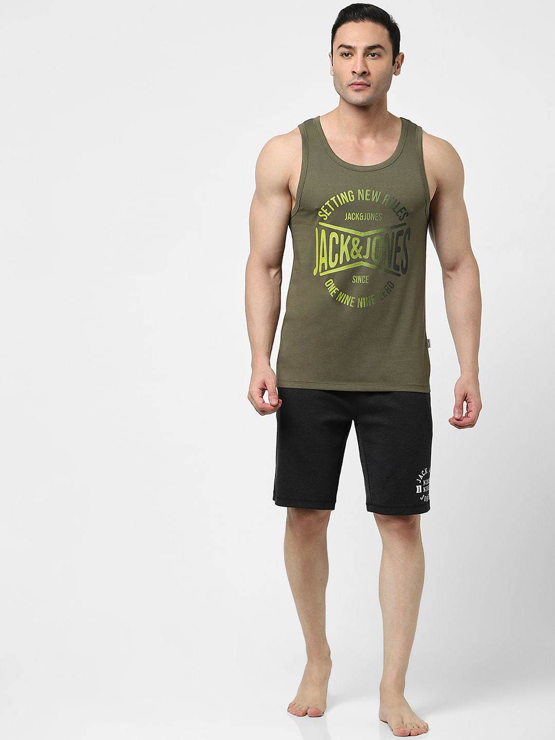 Green Typographic Print Fashion Vest