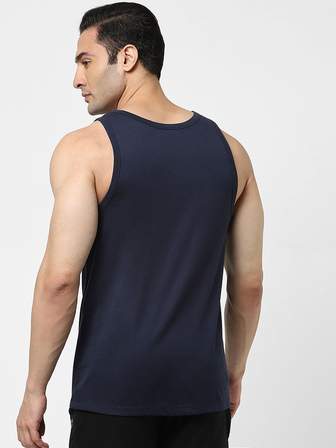 Navy Blue Logo Print Fashion Vest