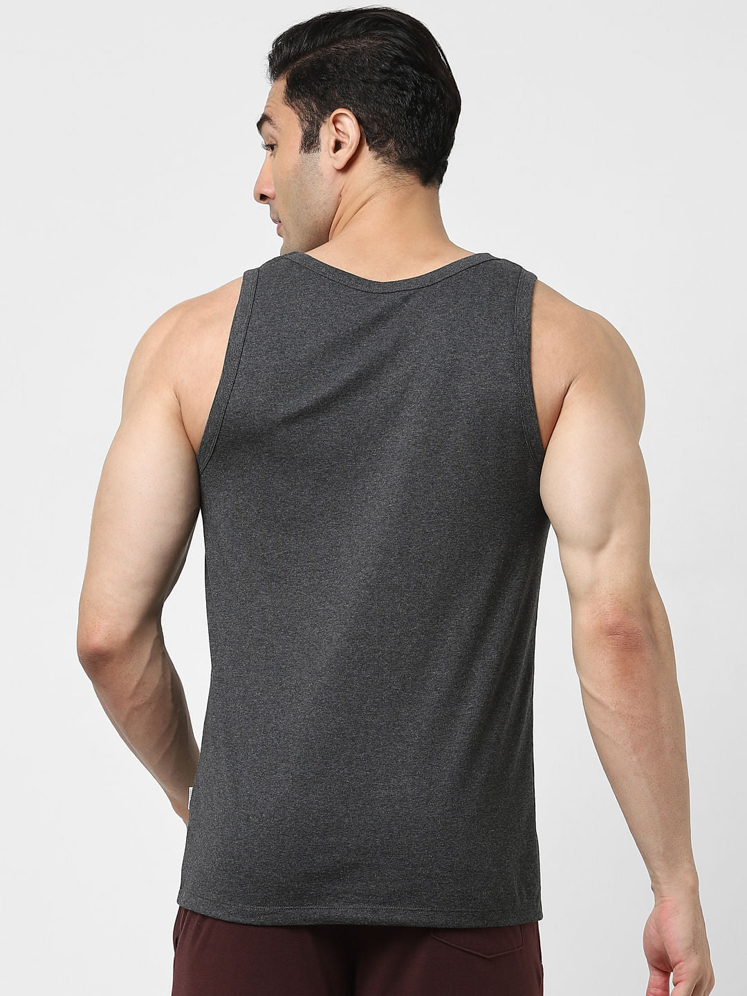 Dark Grey Logo Print Fashion Vest