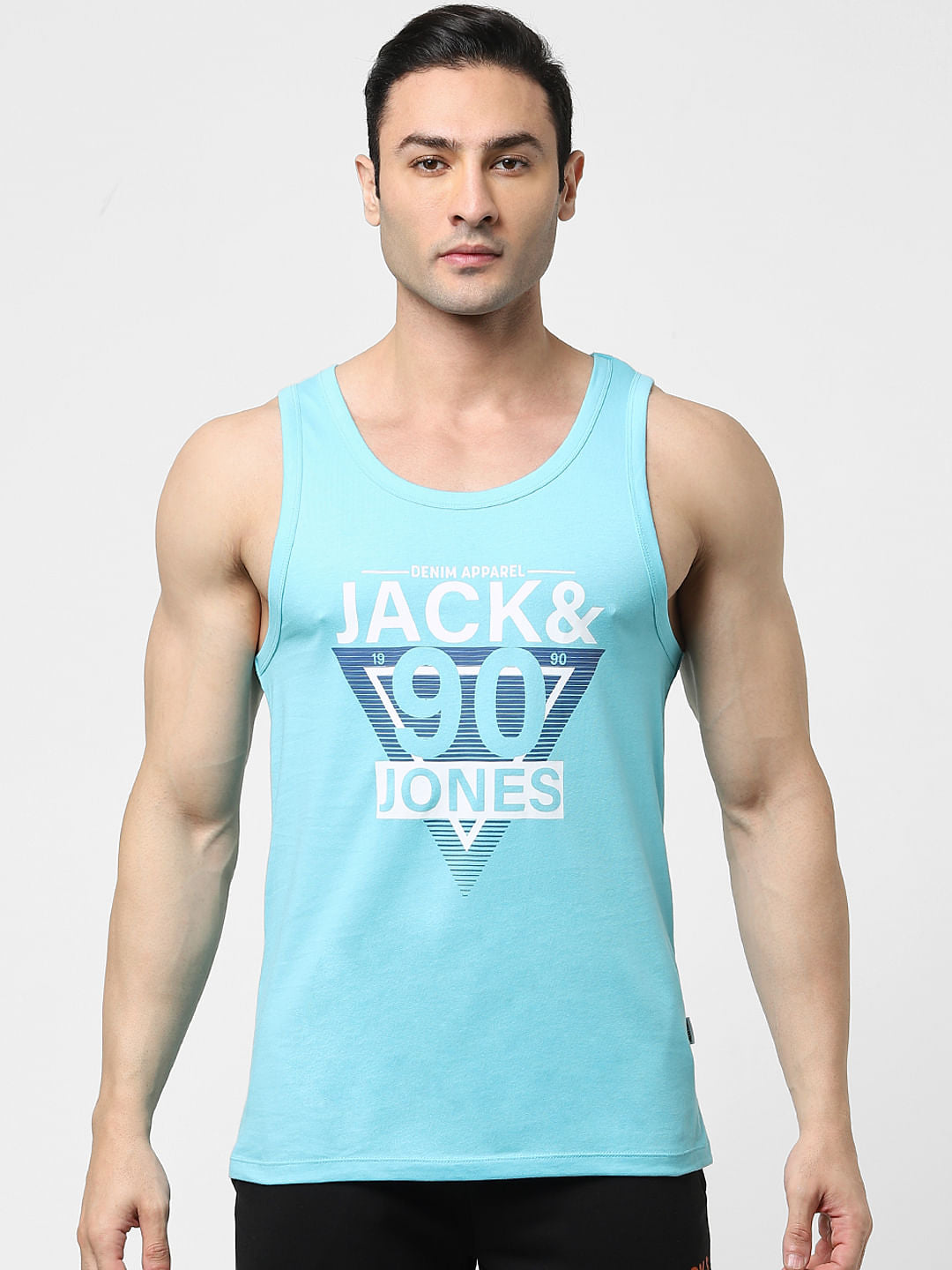 Light Blue Logo Print Fashion Vest