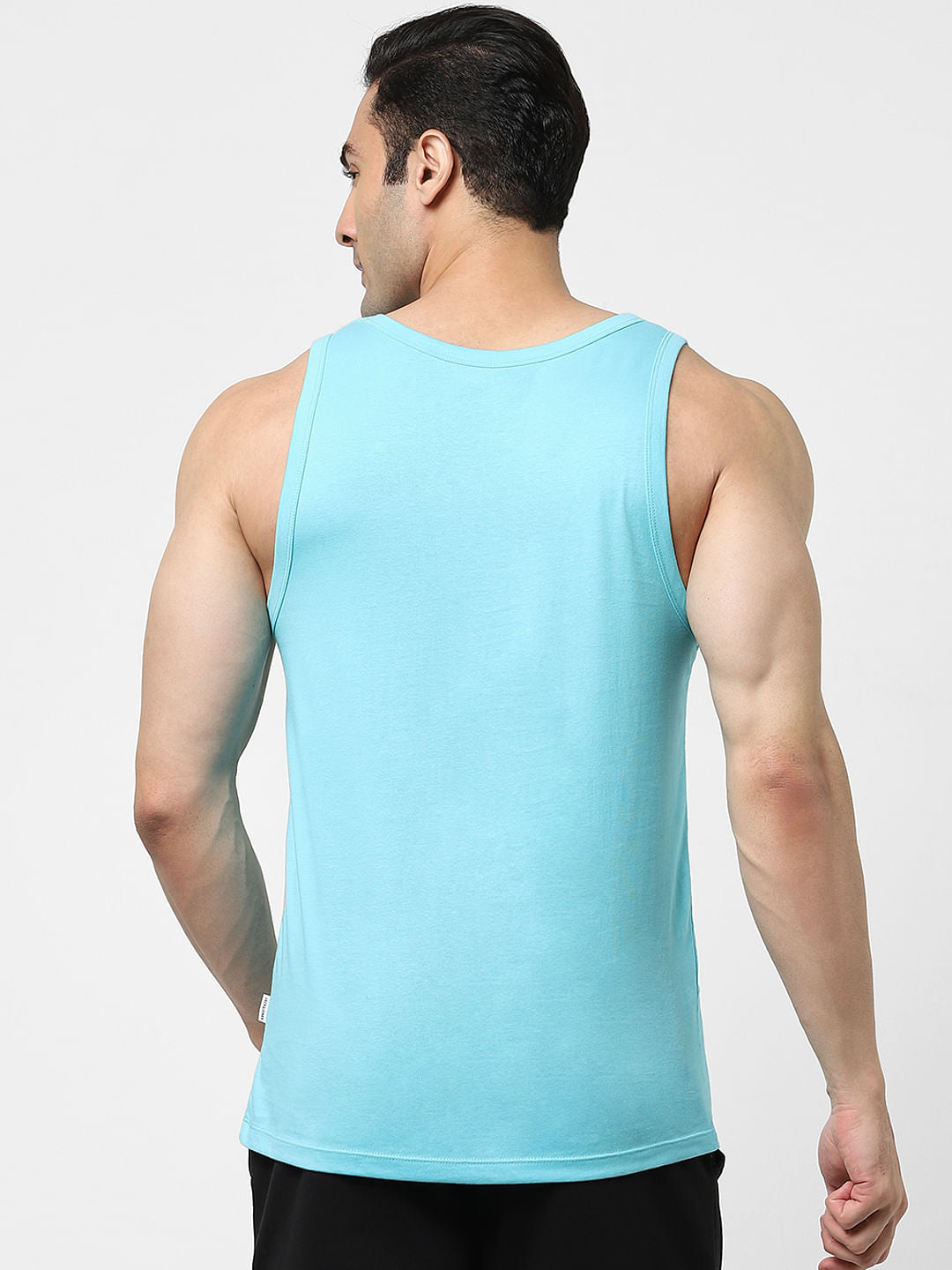 Light Blue Logo Print Fashion Vest