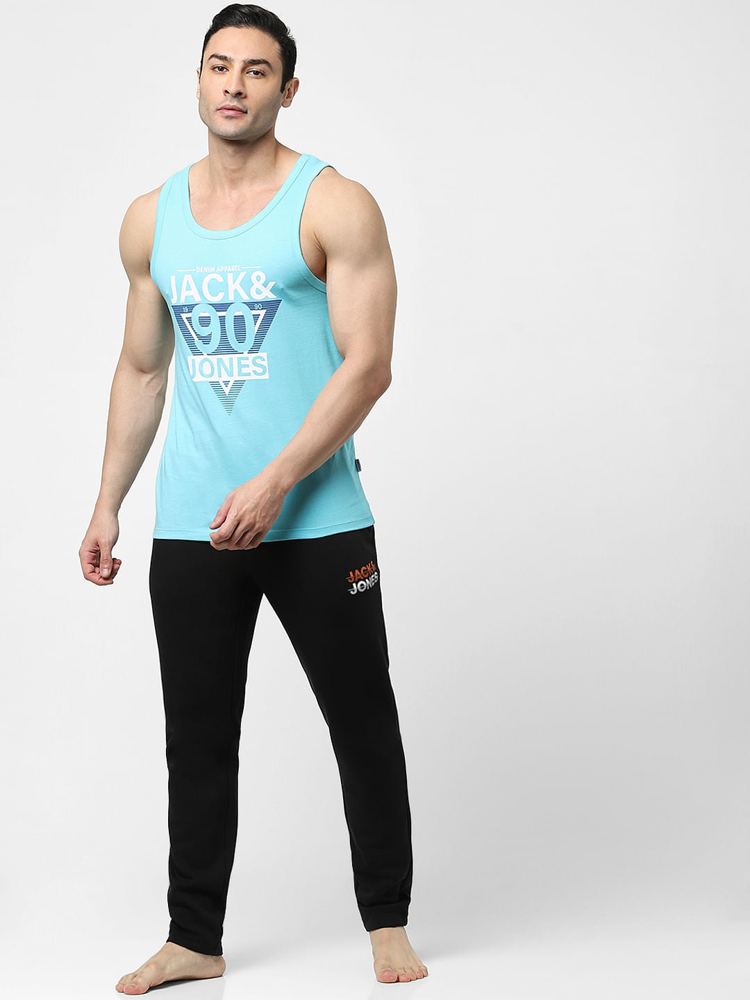 Light Blue Logo Print Fashion Vest