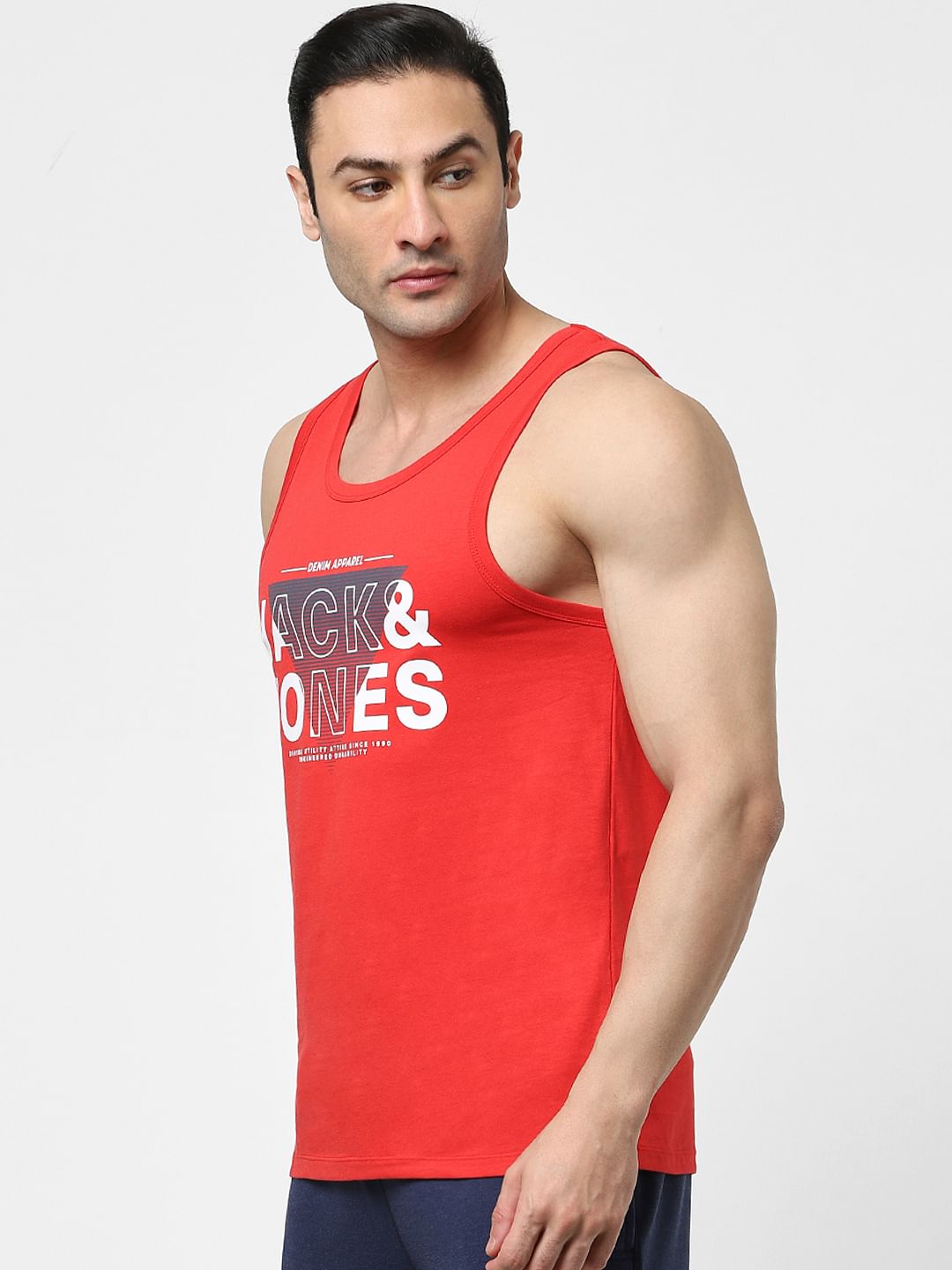 Red Logo Print Fashion Vest