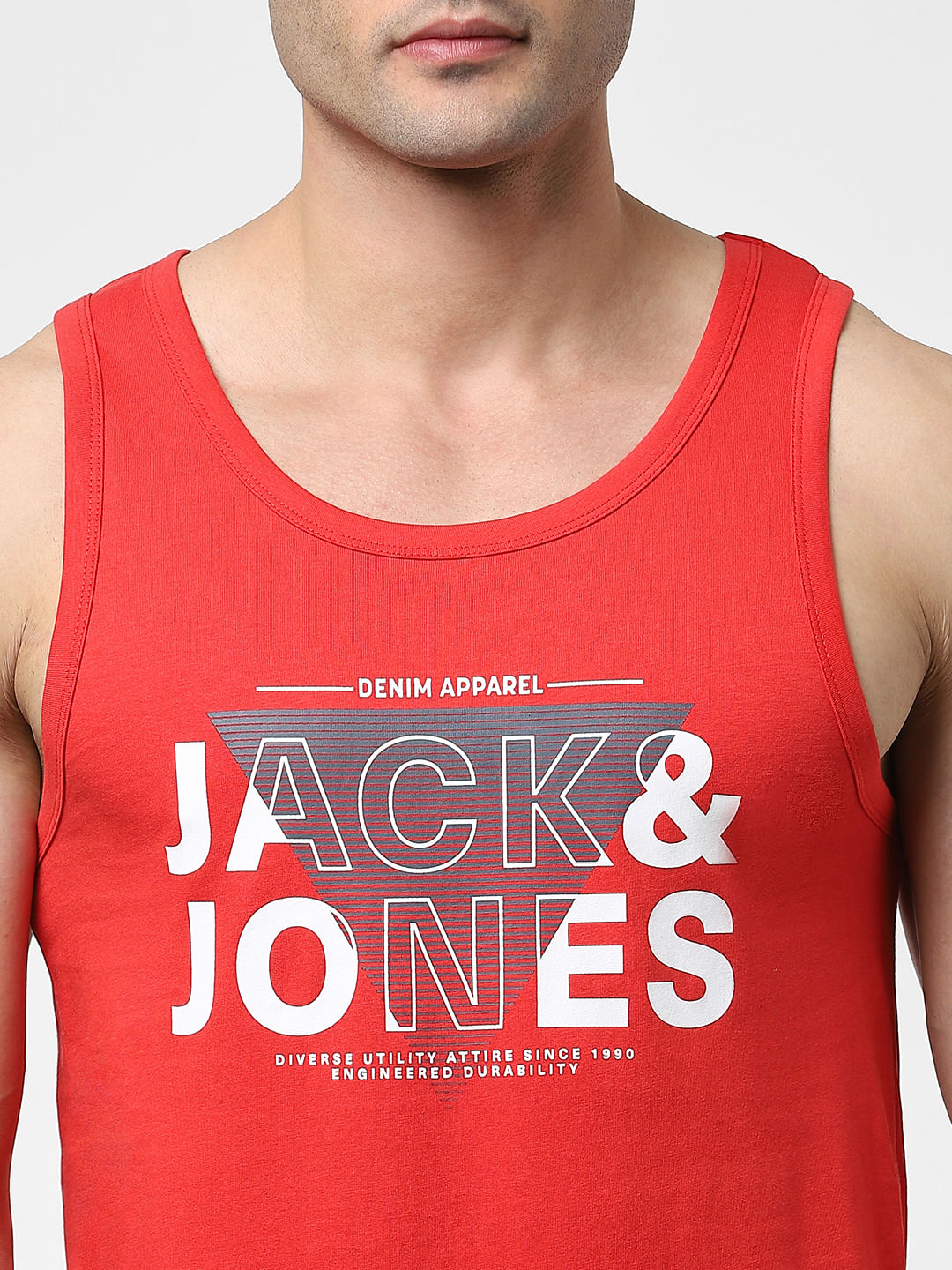 Red Logo Print Fashion Vest