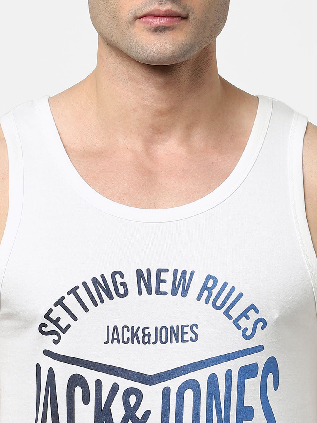 White Logo Print Fashion Vest