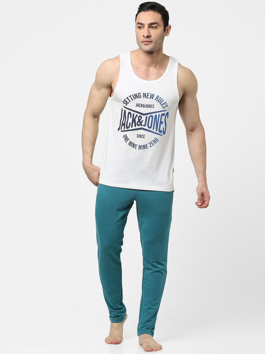 White Logo Print Fashion Vest