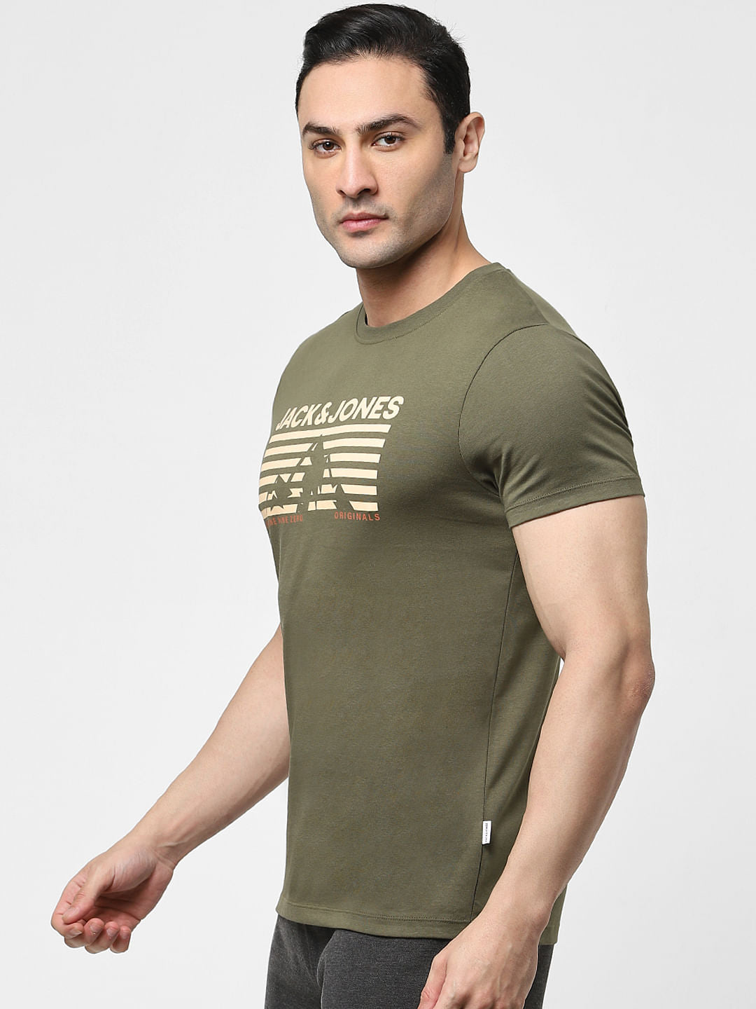 Olive Logo Print Crew Neck T-shirt