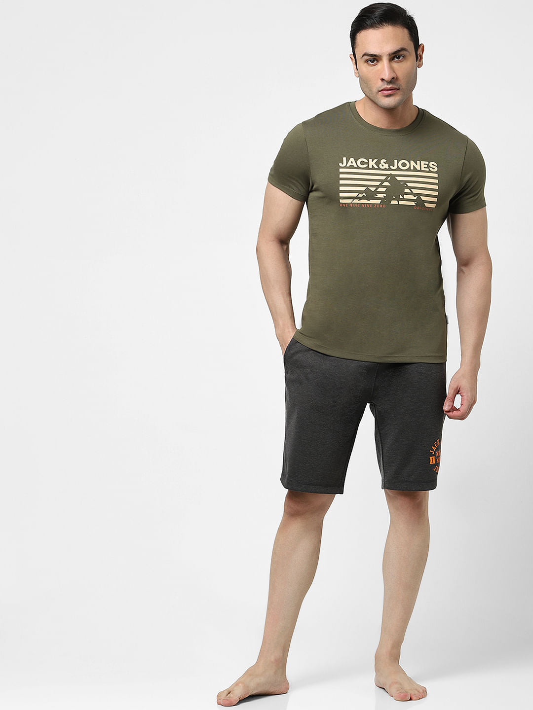 Olive Logo Print Crew Neck T-shirt