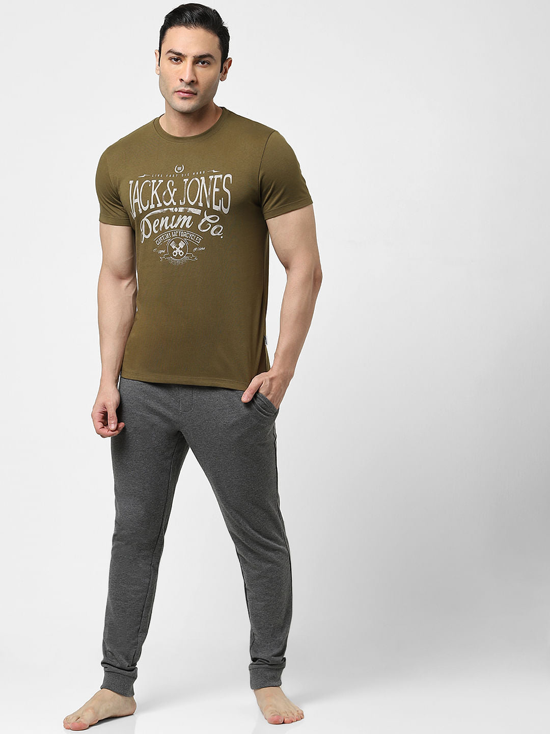 Green Logo Print Crew Neck T-shirt