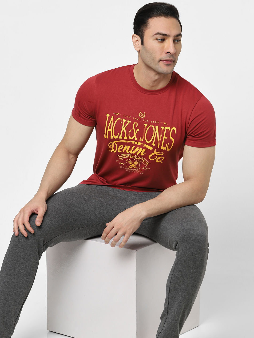 Red Logo Print Crew Neck T-shirt