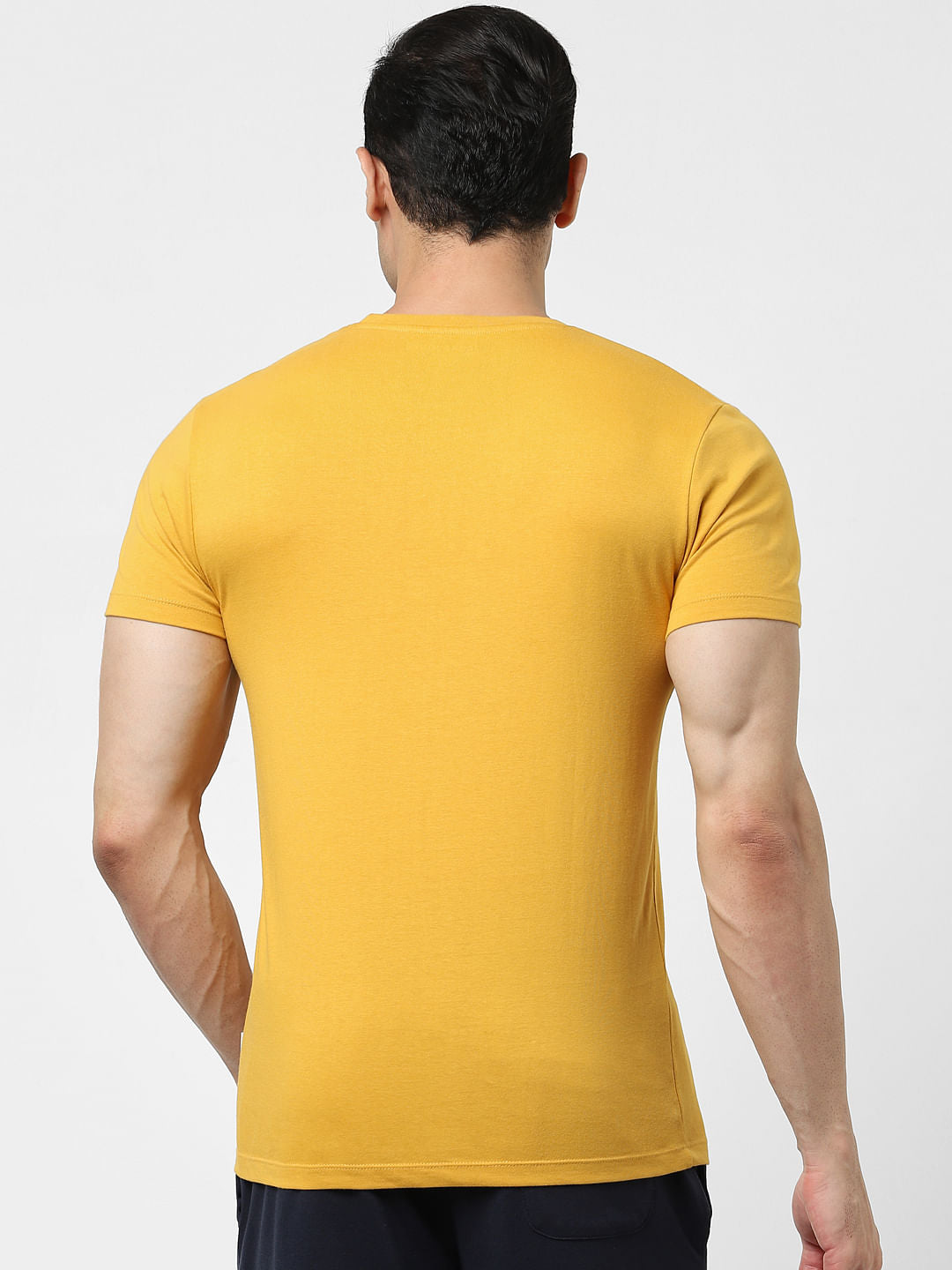 Yellow Logo Print Crew Neck T-shirt