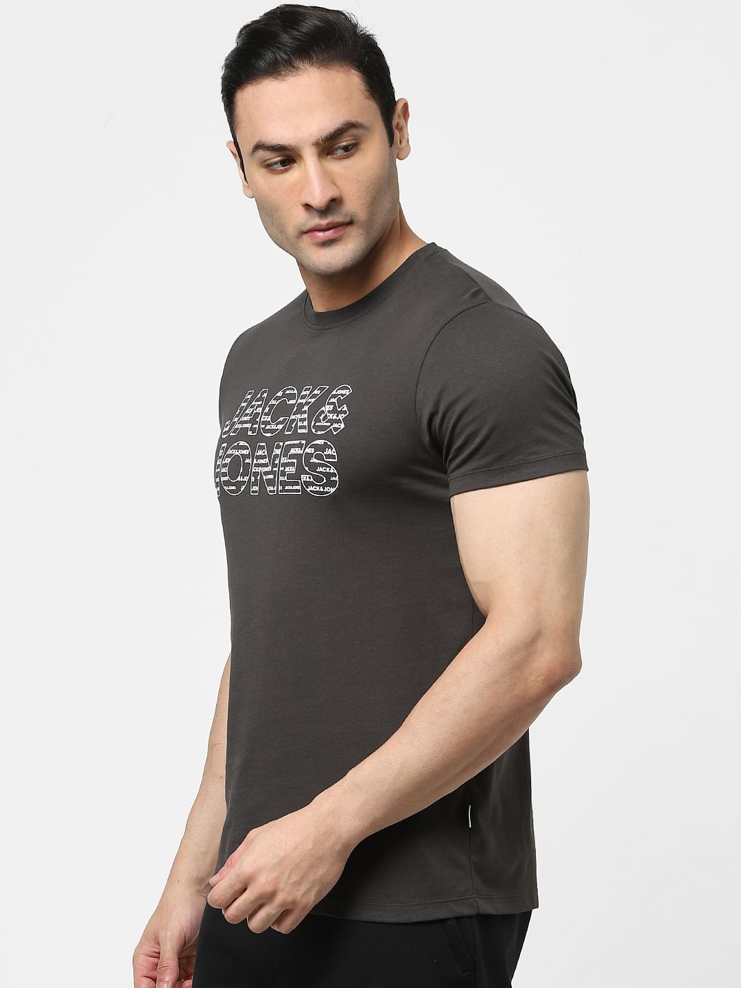 Black Logo Print Crew Neck T-shirt