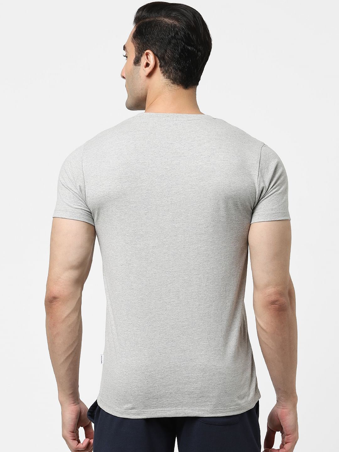 Light Grey Logo Print Crew Neck T-shirt