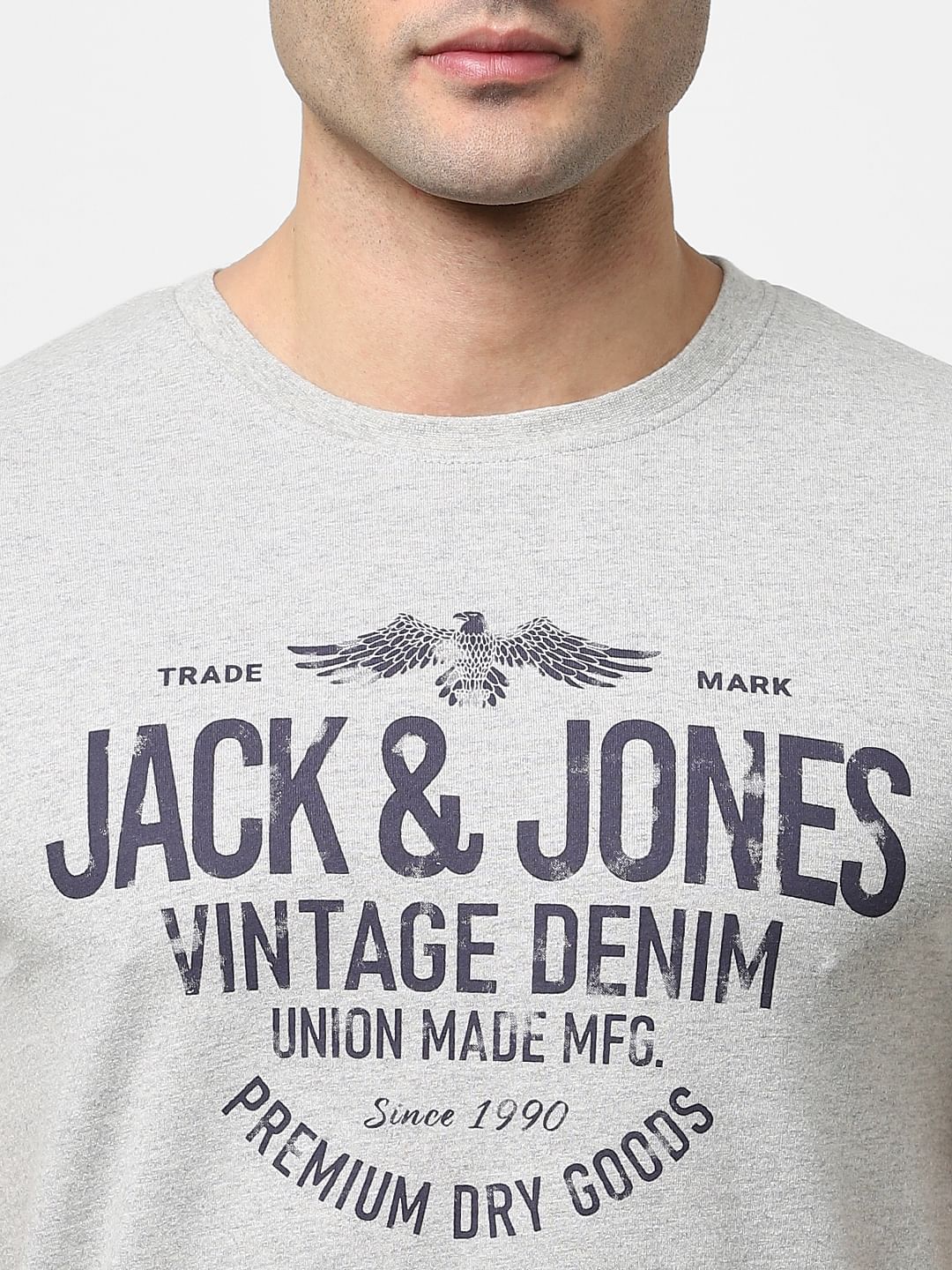 Light Grey Logo Print Crew Neck T-shirt
