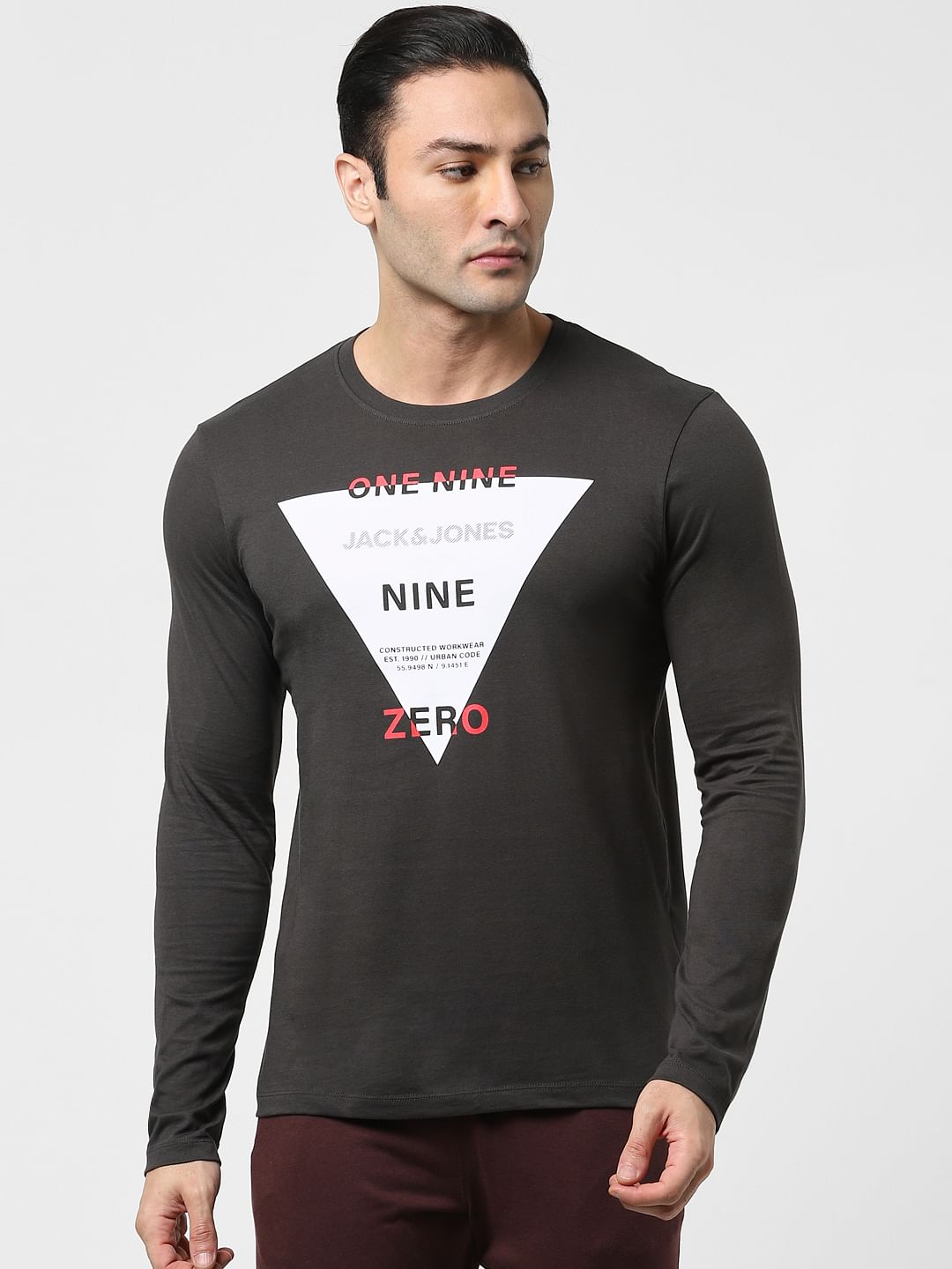 Black Printed Full Sleeves T-shirt