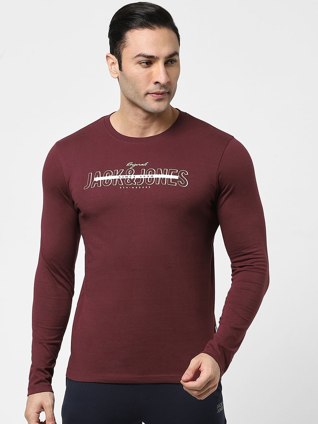 Red Logo Print Full Sleeves T-shirt
