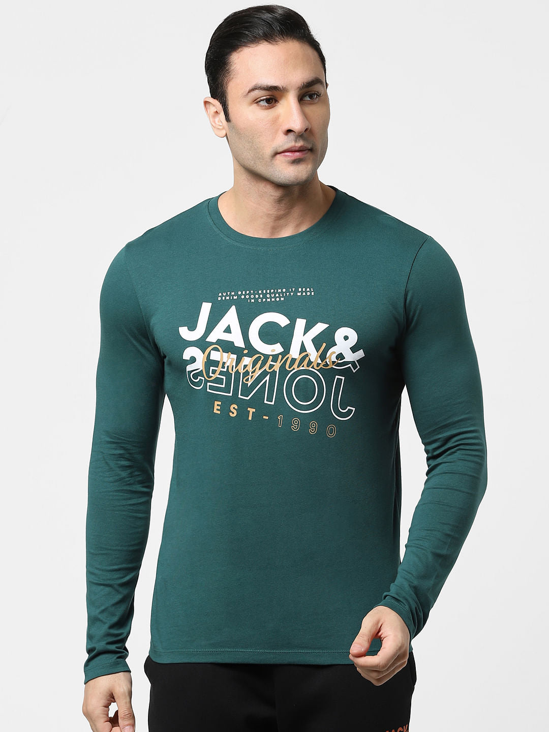 Green Typographic Logo Full Sleeves T-shirt