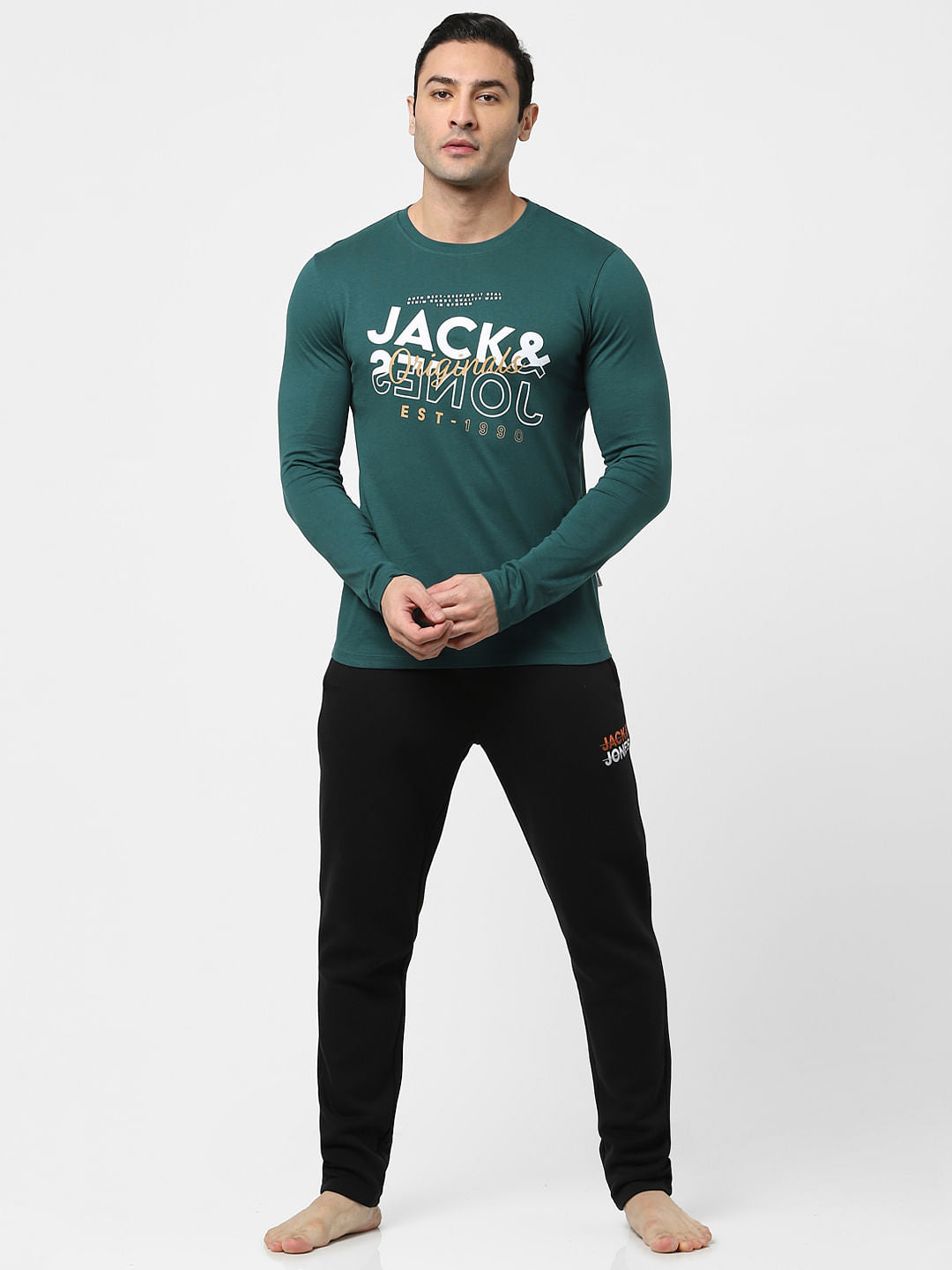 Green Typographic Logo Full Sleeves T-shirt