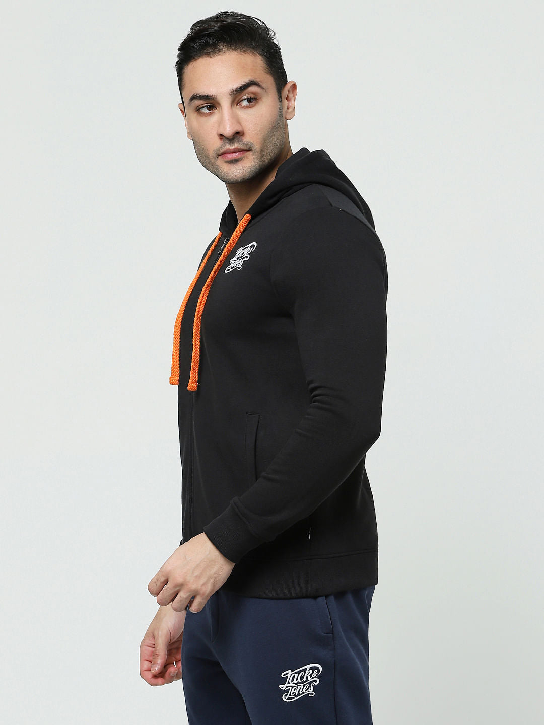 Black Zip-Up Hooded Sweatshirt
