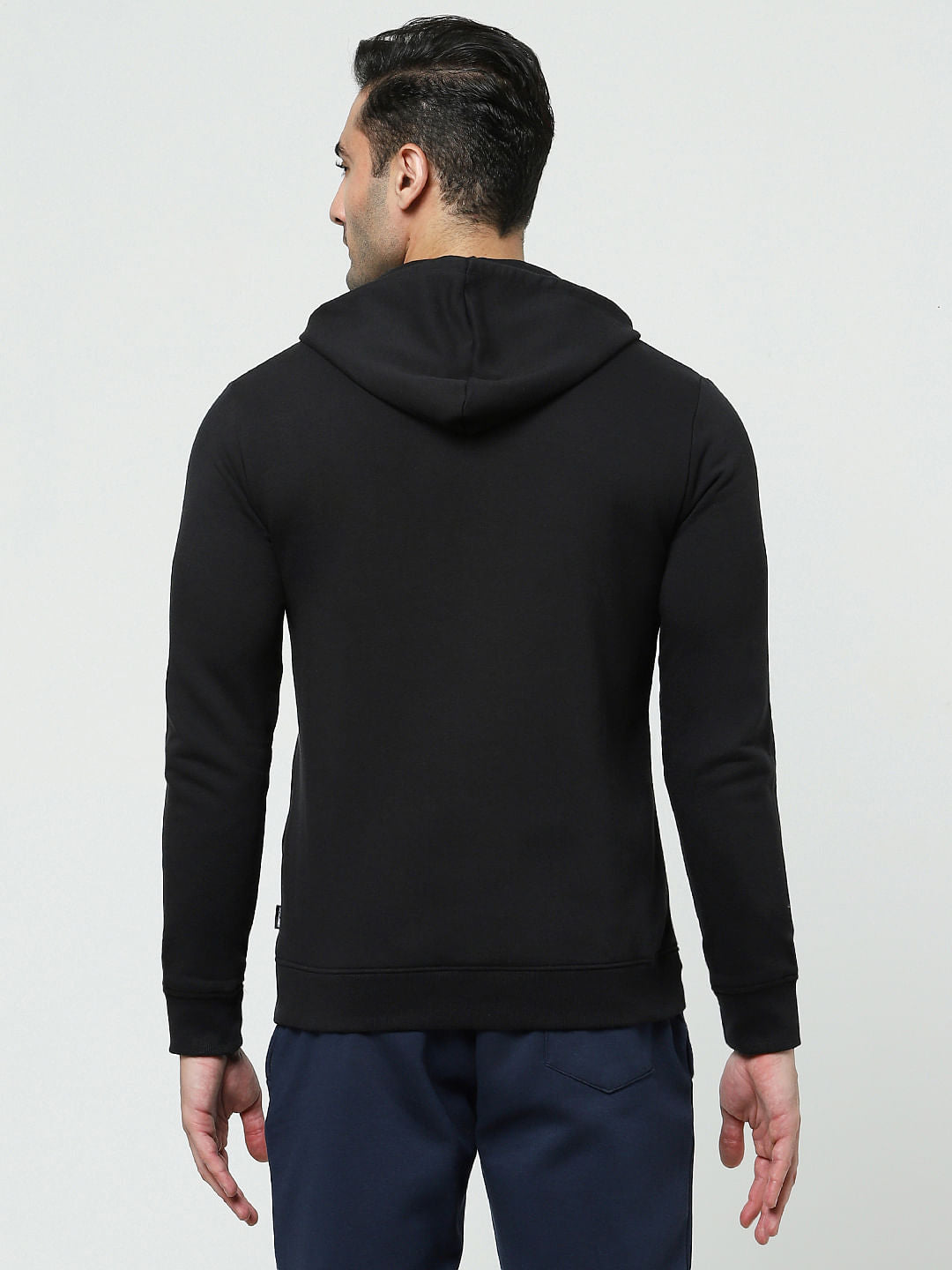 Black Zip-Up Hooded Sweatshirt