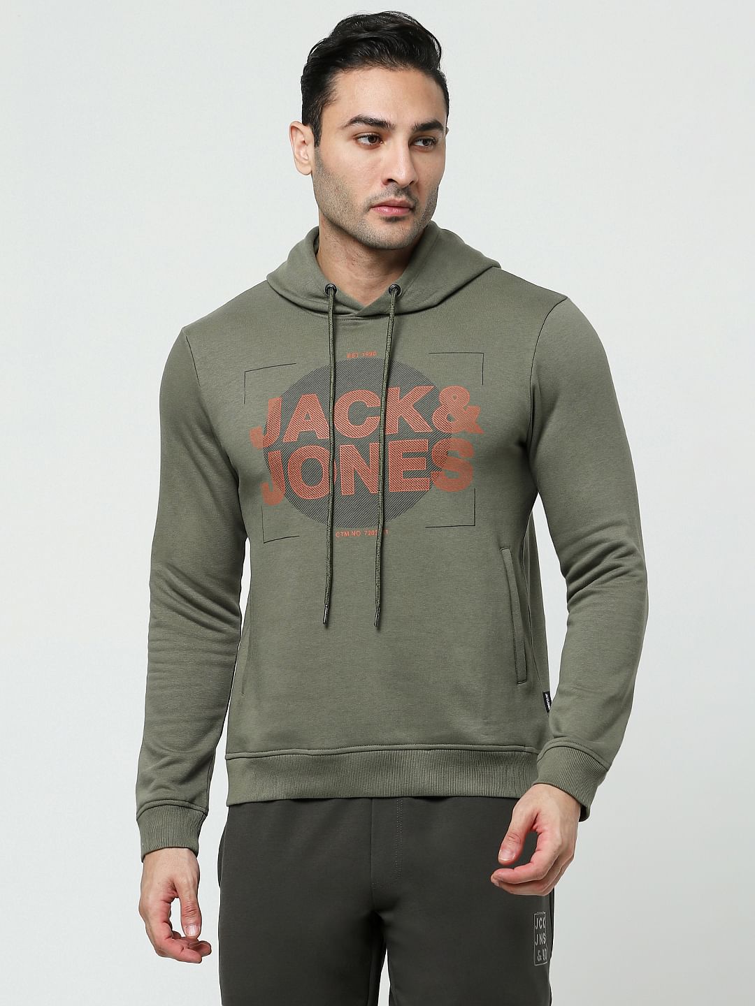 Green Logo Print Hooded Sweatshirt