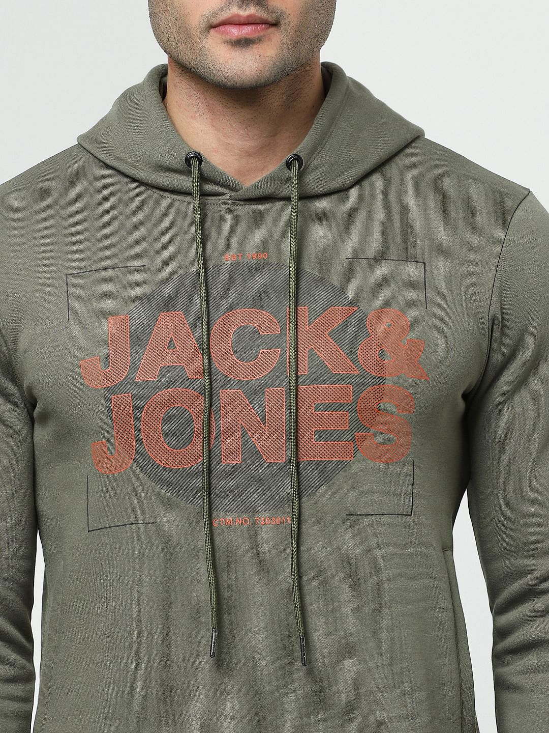 Green Logo Print Hooded Sweatshirt
