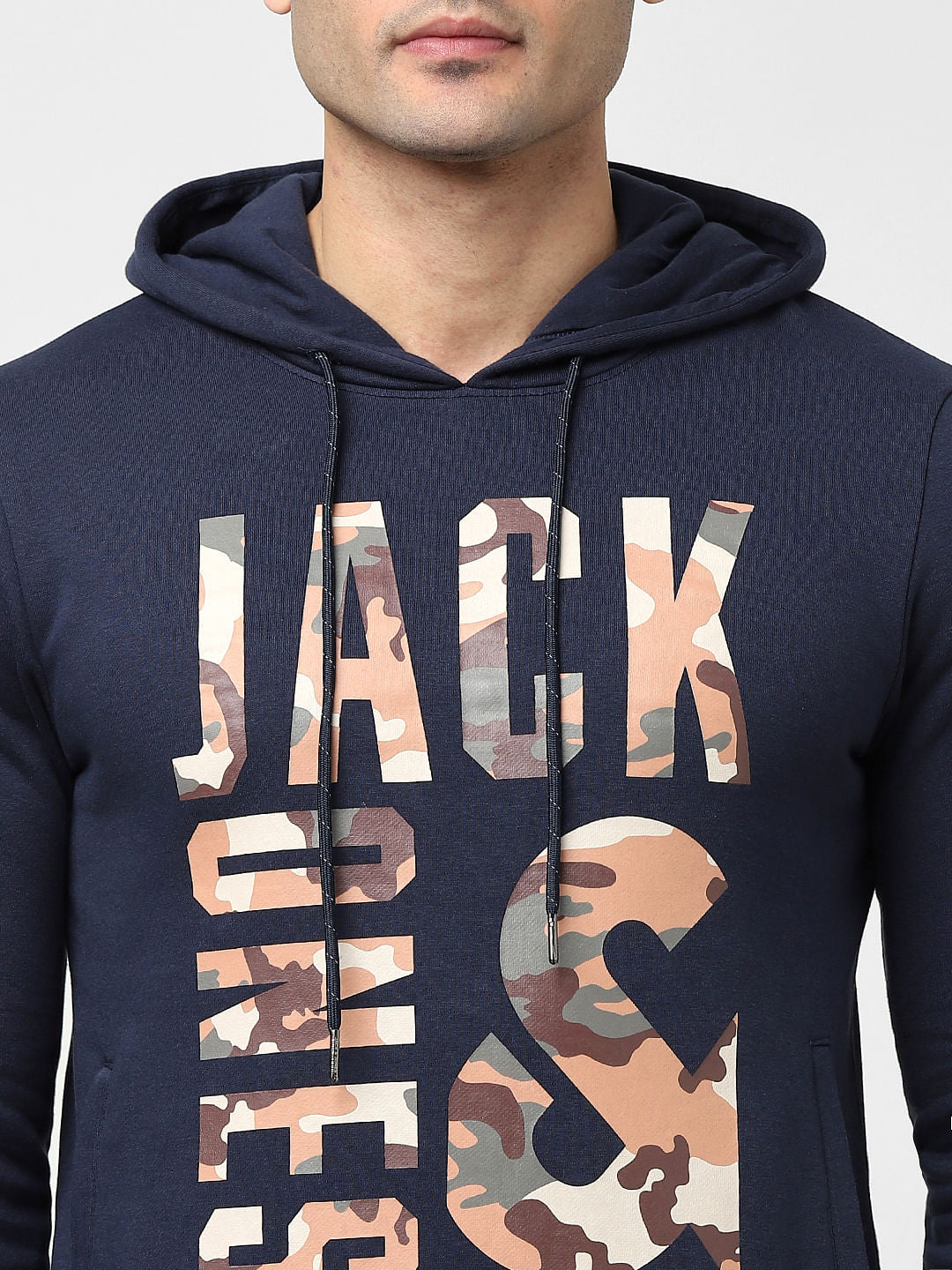 Blue Typographic Logo Hooded Sweatshirt