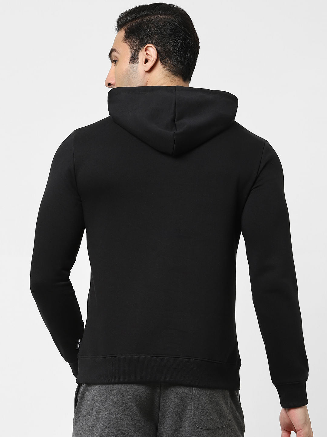 Black Typographic Logo Hooded Sweatshirt