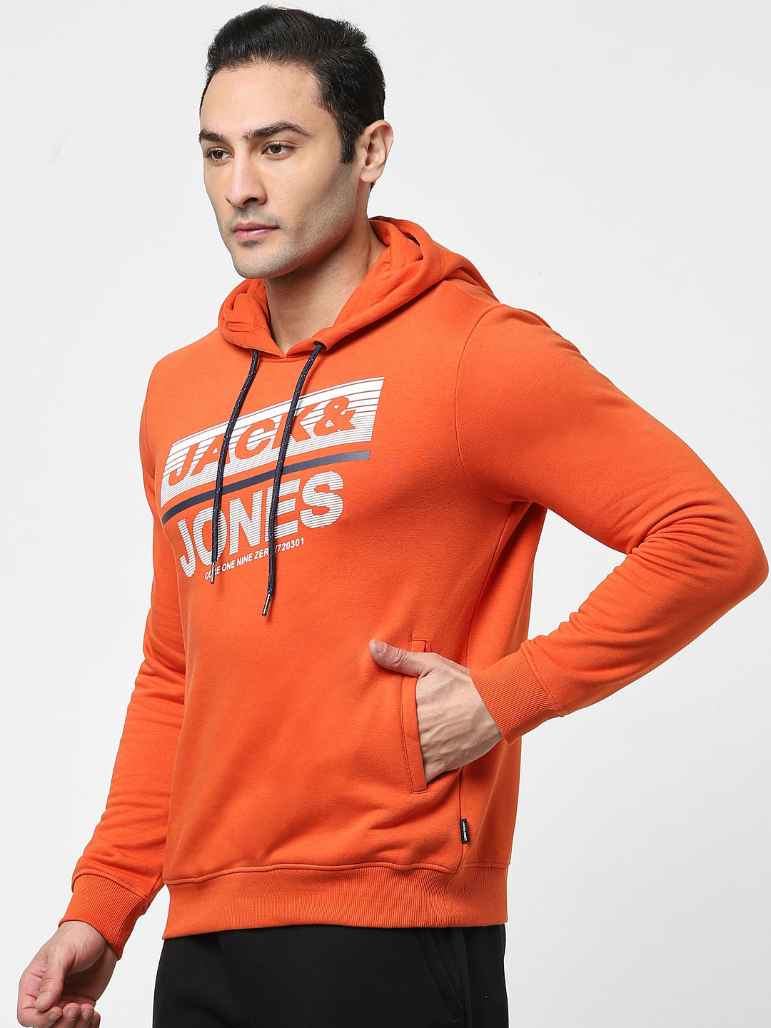 Red Typographic Logo Hooded Sweatshirt