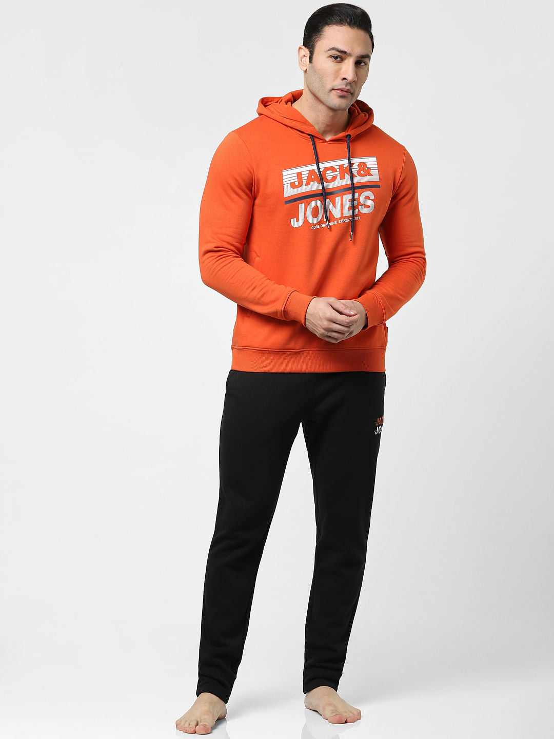 Red Typographic Logo Hooded Sweatshirt