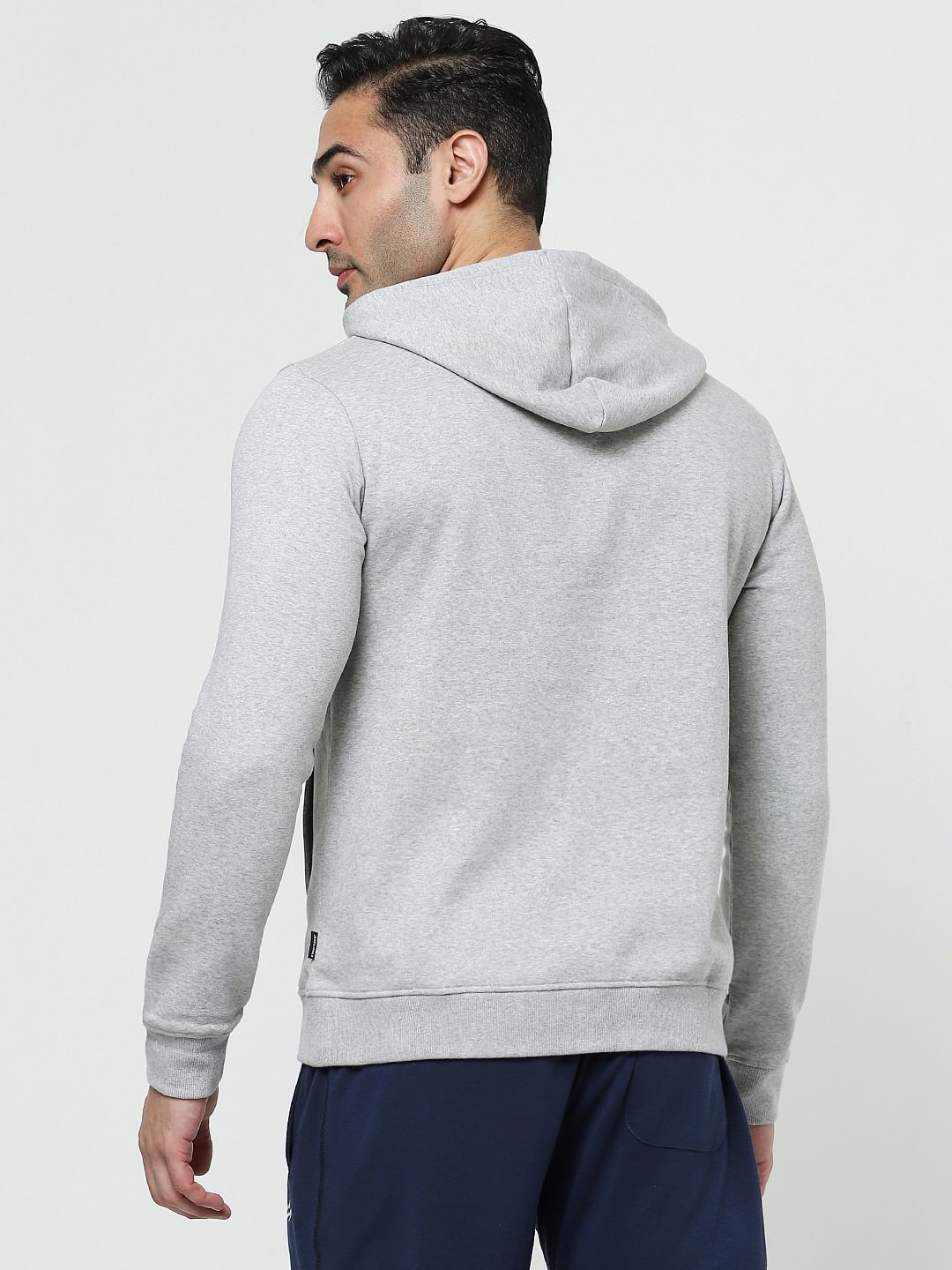 Grey Typographic Logo Hooded Sweatshirt