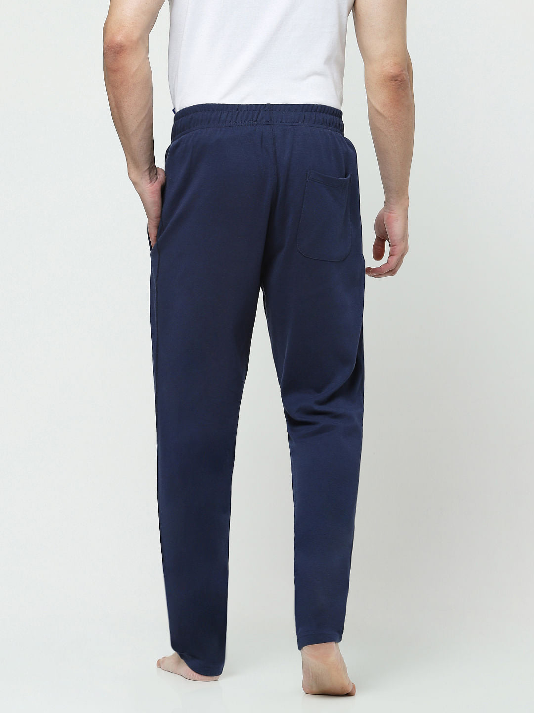Navy Mid Rise Logo Print Trackpants
