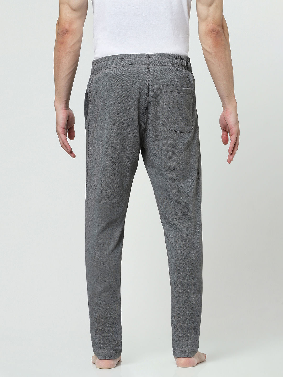 Grey Mid Rise Logo Print Trackpants