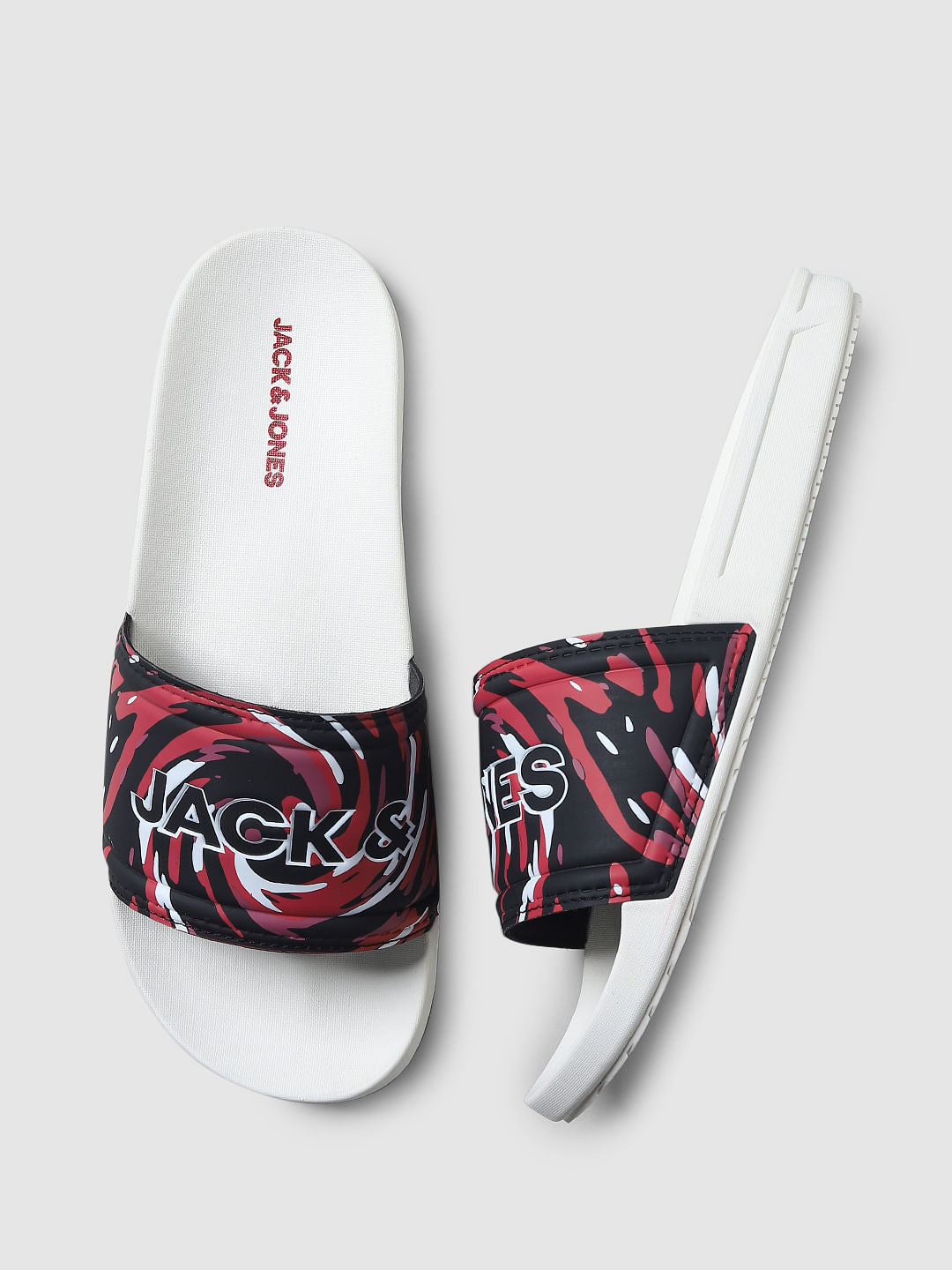 White Abstract Print Sliders