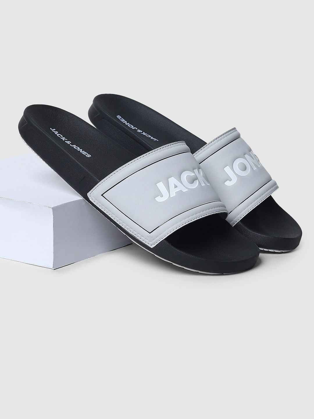Navy Blue Logo Print Sliders