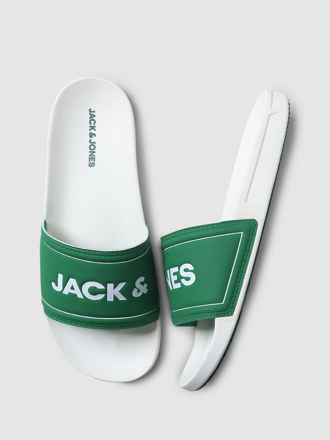 White Logo Print Sliders
