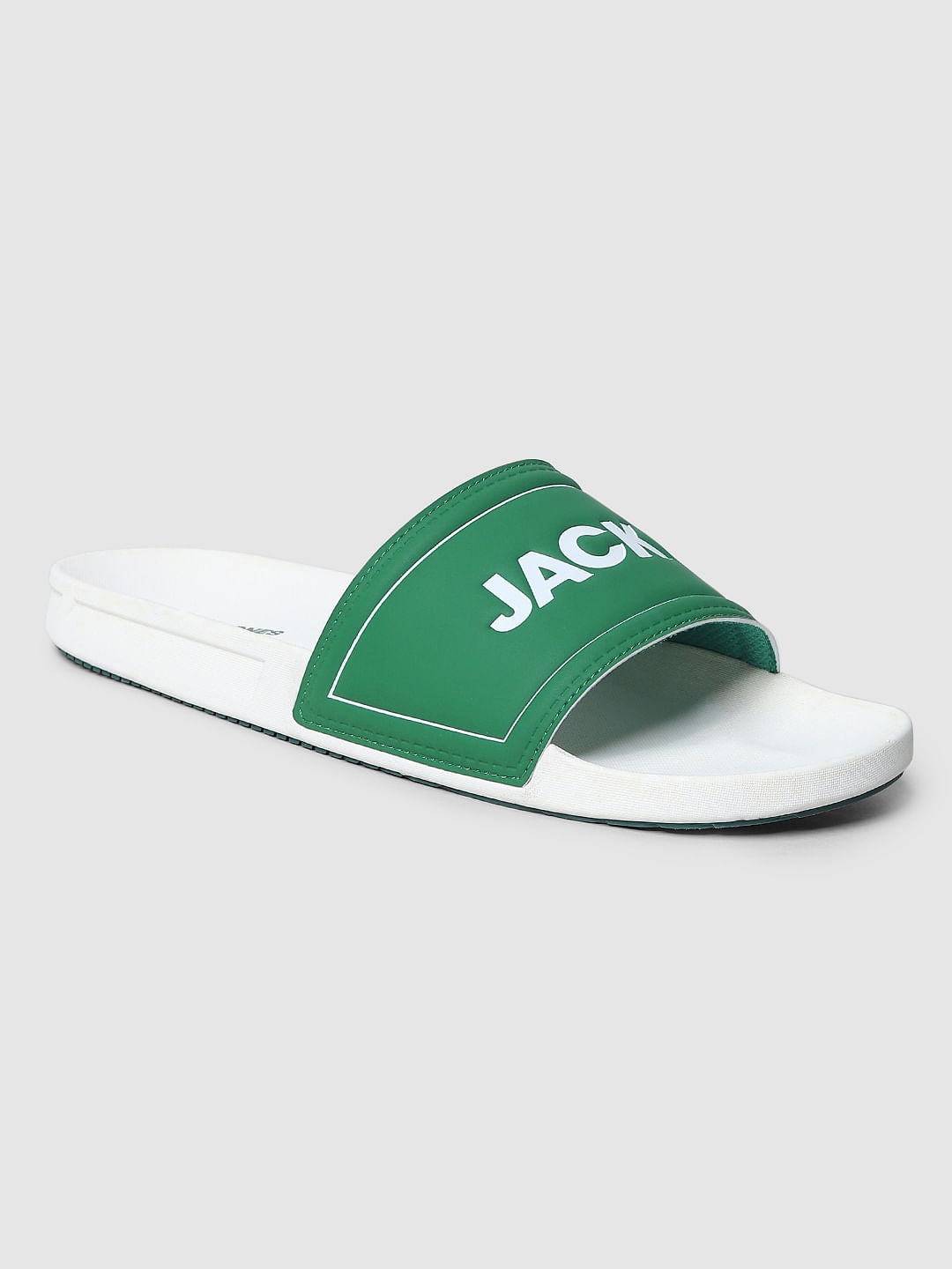 White Logo Print Sliders