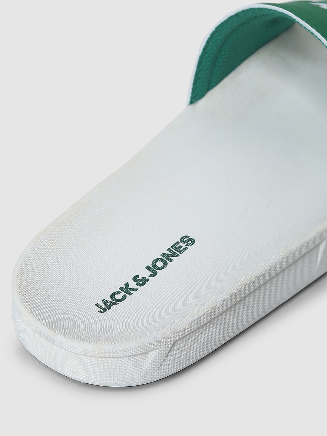 White Logo Print Sliders