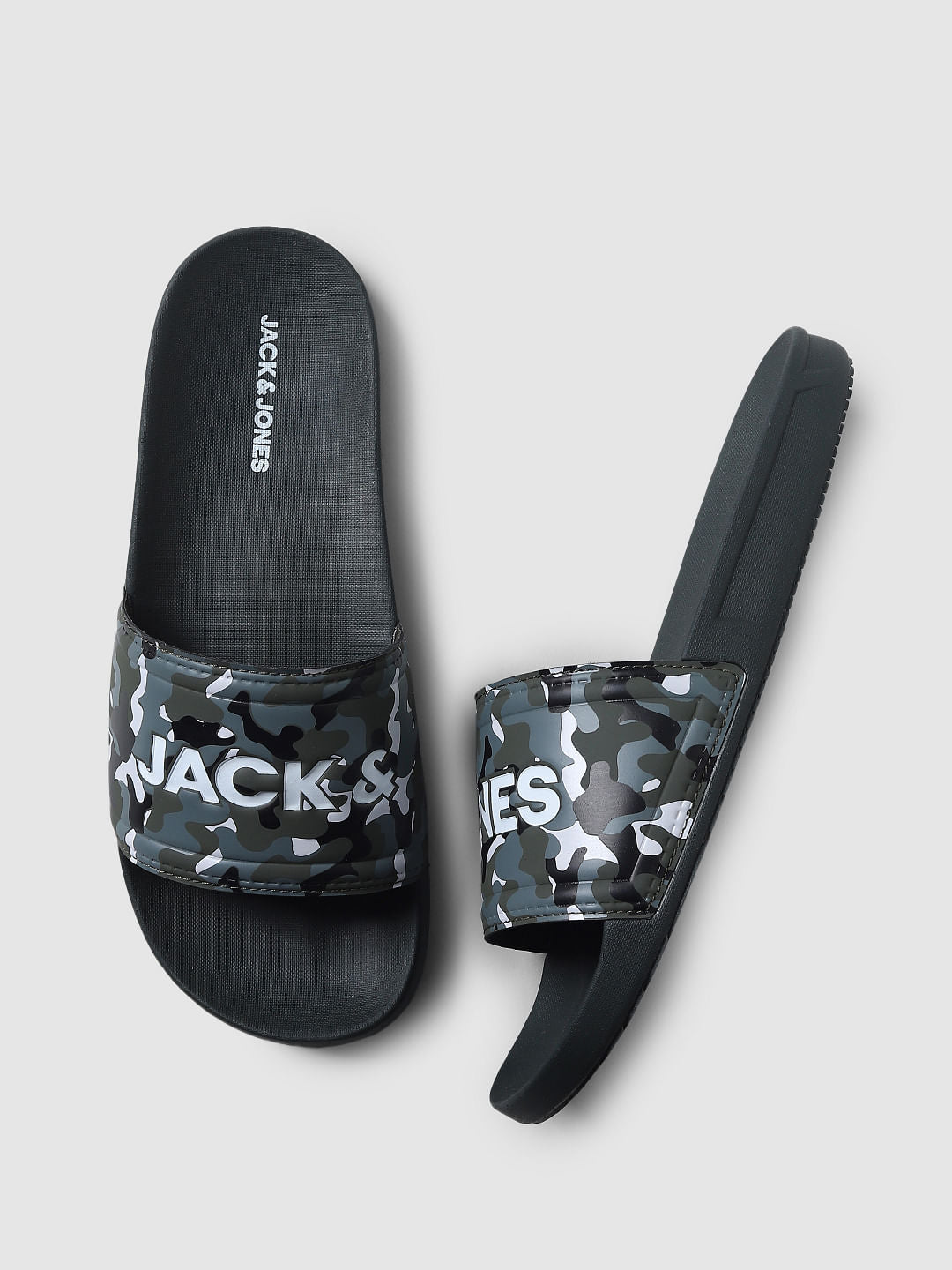 Green Camo Print Sliders