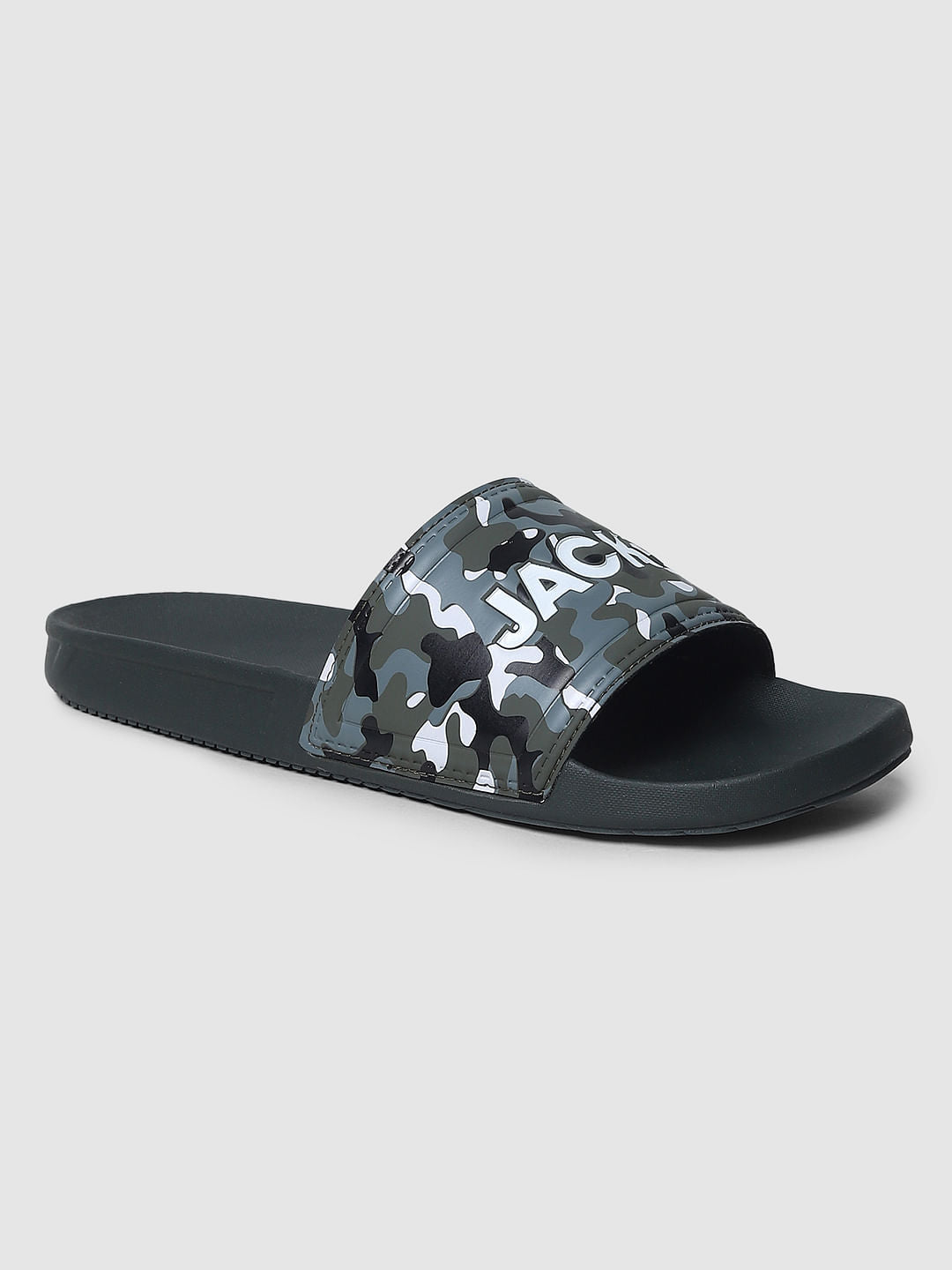 Green Camo Print Sliders