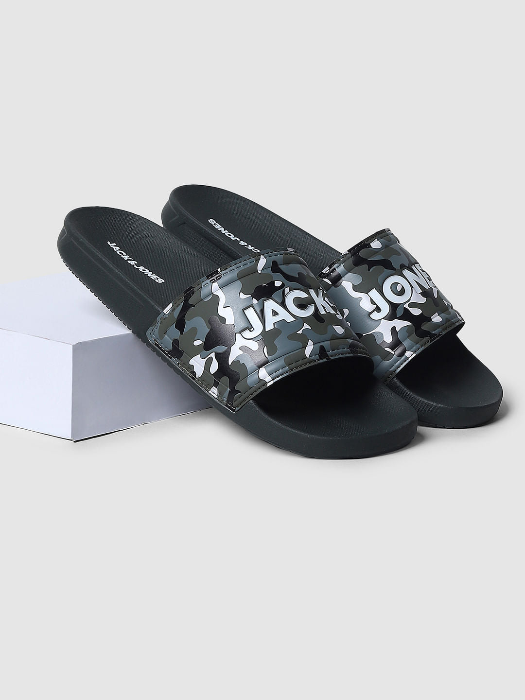 Green Camo Print Sliders